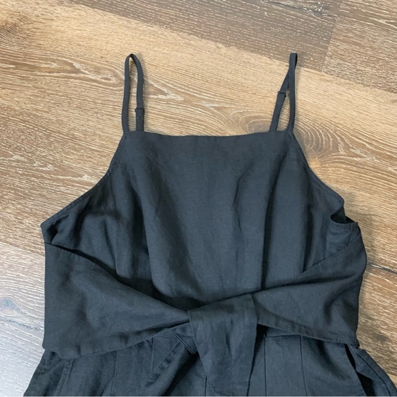 Madewell black Womens tie waist linen blend romper 6 - Picture 5 of 10
